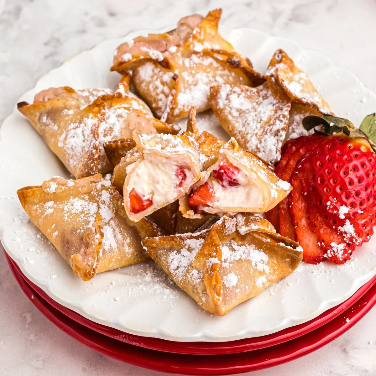 AIR FRYER STRAWBERRY CHEESECAKE WONTONS