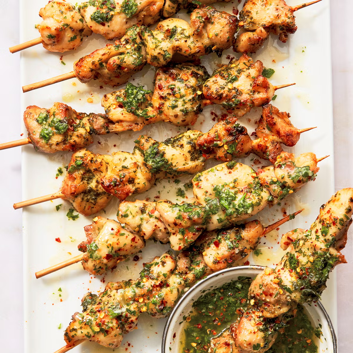 Air Fryer Garlic Parmesan Chicken Skewers