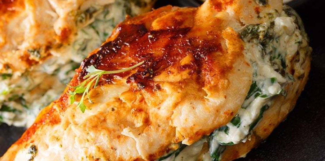 Air Fryer Spinach and Feta Cheese Stuffed Chicken Breast