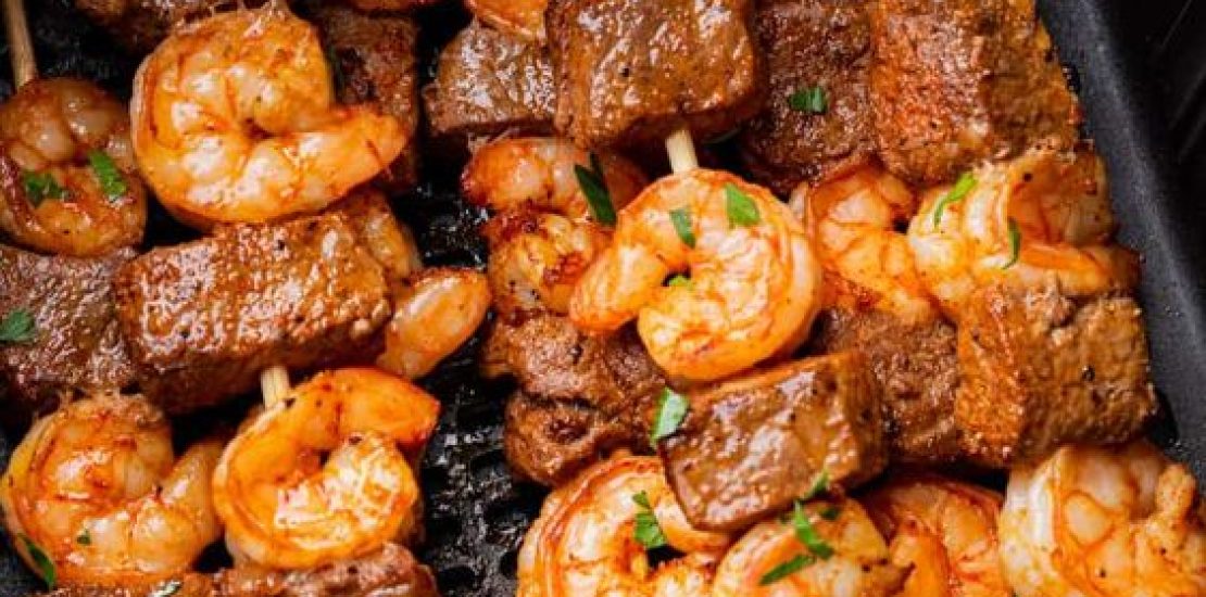 “Tender steak and shrimp with butter in the air fryer”