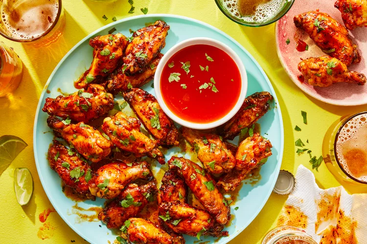 Air Fryer Lemon Pepper Chicken Wings with Hot Honey Glaze