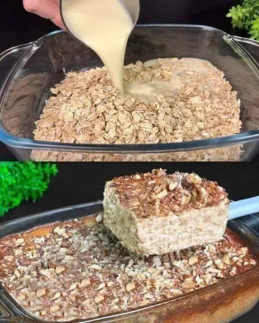 Healthy Oatmeal with Scrambled Eggs, Apple, Banana & Walnuts Recipe