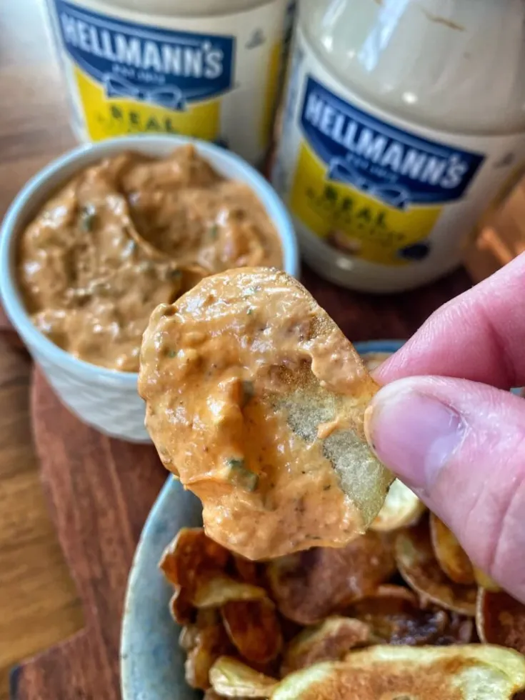 Tomato Chip Dip with Homemade Potato Chips