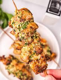 Garlic Parmesan Chicken Skewers in the air fryer