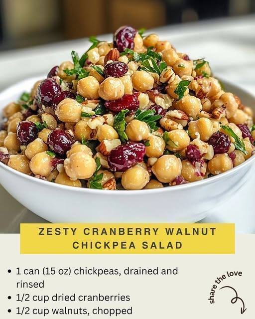 Zesty Cranberry Walnut Chickpea Salad
