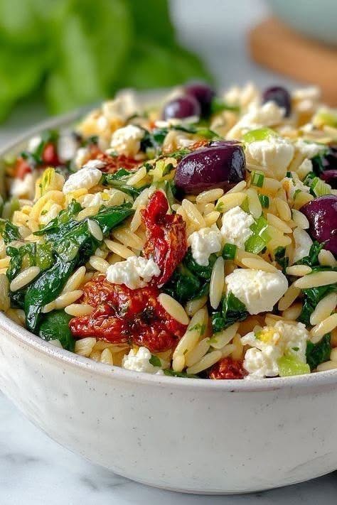 7 Delicious Reasons to Love This Orzo Pasta Salad with Feta & Sun-Dried Tomatoes 1 Orzo Pasta Salad with feta and sun-dried tomatoes
