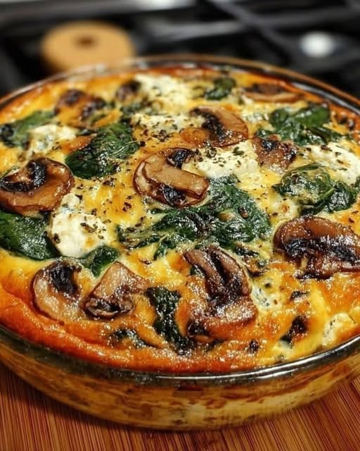 7 Delicious Reasons to Love This Spinach Mushroom Feta Frittata 1 Spinach Mushroom Feta Frittata with mushrooms, spinach, and feta cheese