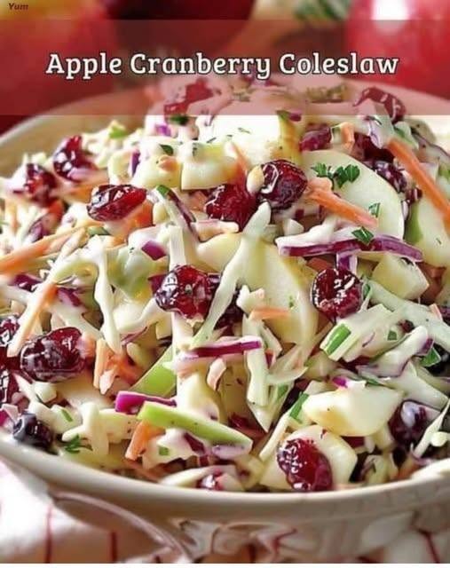 Apple Cranberry Coleslaw with Crisp Apples and Dried Cranberries